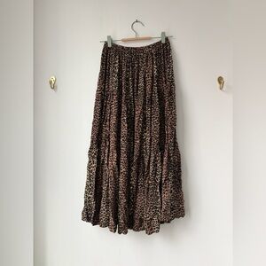 Vintage Cactus Flower Women's Pull On Maxi Skirt Tiered leopard animal print